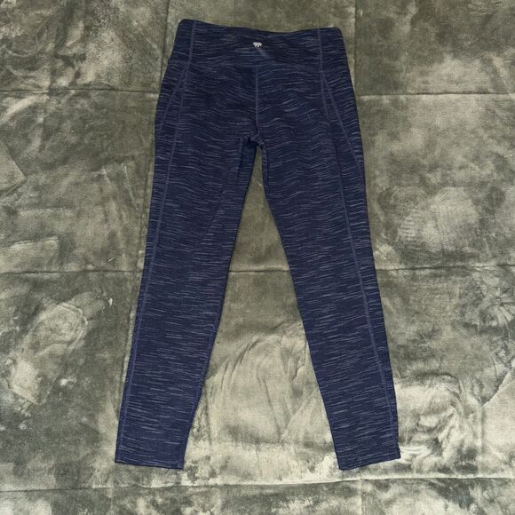 Athleta Seamless Leggings Women's Small Heather Blue Elastic Waist Pull On Yoga - Picture 7 of 7